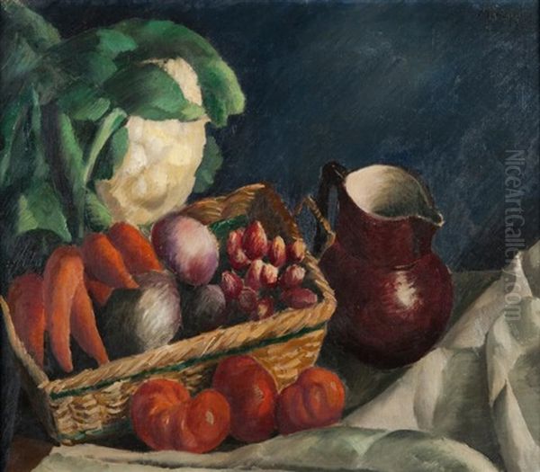 Nature Morte Aux Legumes Et Au Pichet Oil Painting by Maurice Mendjisky