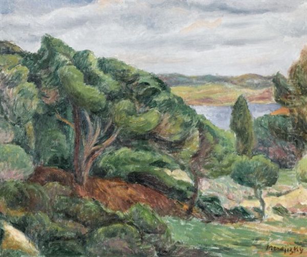 Sudliche Landschaft Mit Baumen Und Fluss Oil Painting by Maurice Mendjisky