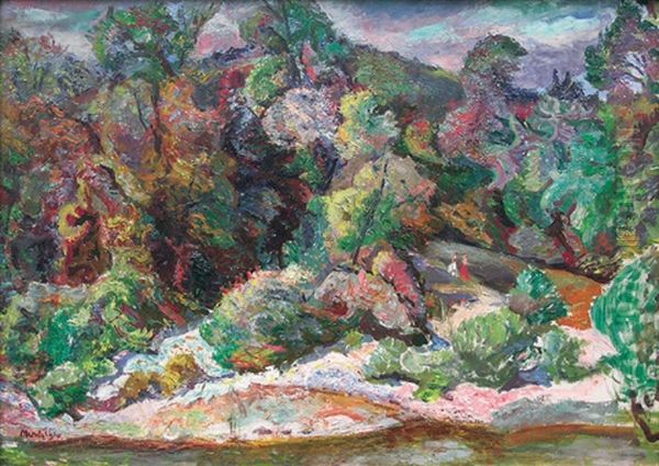 Paysage Provencale Anime Oil Painting by Maurice Mendjisky