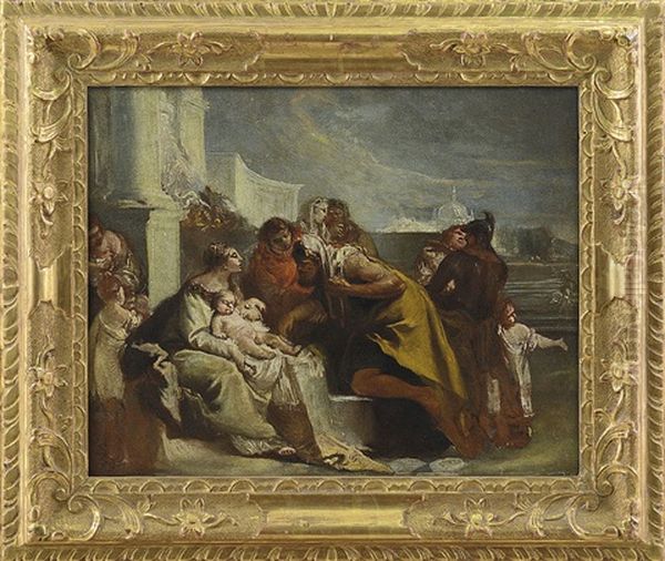 Nativita Con Visita Dei Magi Oil Painting by Giustino Menescardi