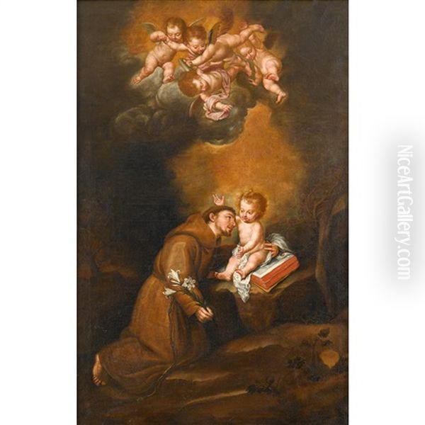 Saint Anthony Of Padua Oil Painting by Francisco Meneses Osorio