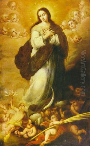 Inmaculada Oil Painting by Francisco Meneses Osorio