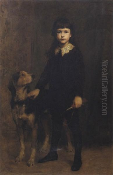 Portrait De Jacques Baudry, Fils De Paul Baudry Oil Painting by Charles Auguste Mengin