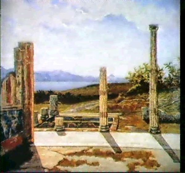 Veduta Di Paestum Oil Painting by Gaetano Mengotti