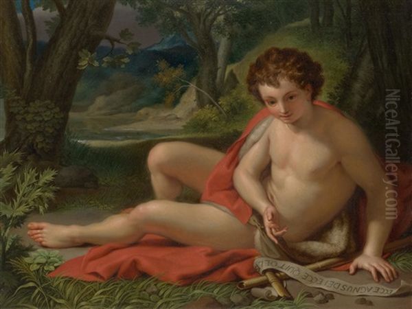 John The Baptist In A Landscape Oil Painting by Anton Raphael Mengs