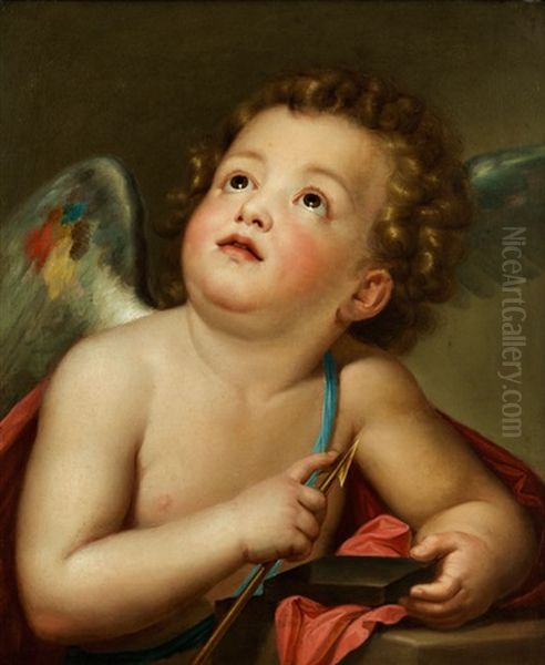 Der Amorknabe Schleift Die Spitze Seines Pfeils Oil Painting by Anton Raphael Mengs