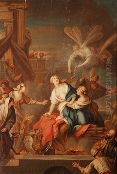 Mythological Scene With Queen Dido And Iris Oil Painting by Anton Raphael Mengs