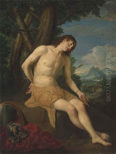 Saint Sebastian, In An Extensive Mountainous Landscape Oil Painting by Anton Raphael Mengs