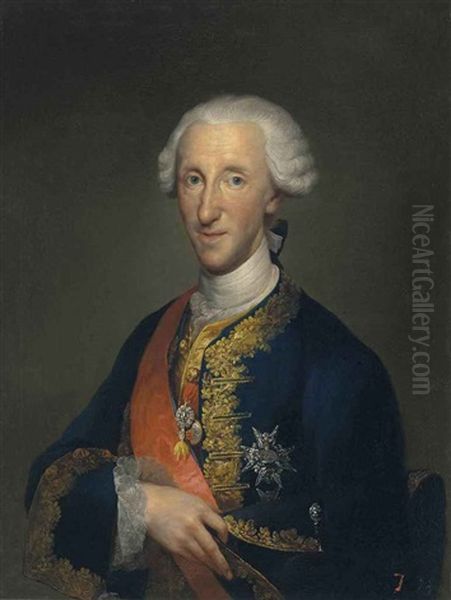 Portrait Of Don Luis De Borbon, Infante Of Spain In Court Dress, With The Insignia Of The Orders Of The Golden Fleece, St. Januarius And Saint-esprit Oil Painting by Anton Raphael Mengs