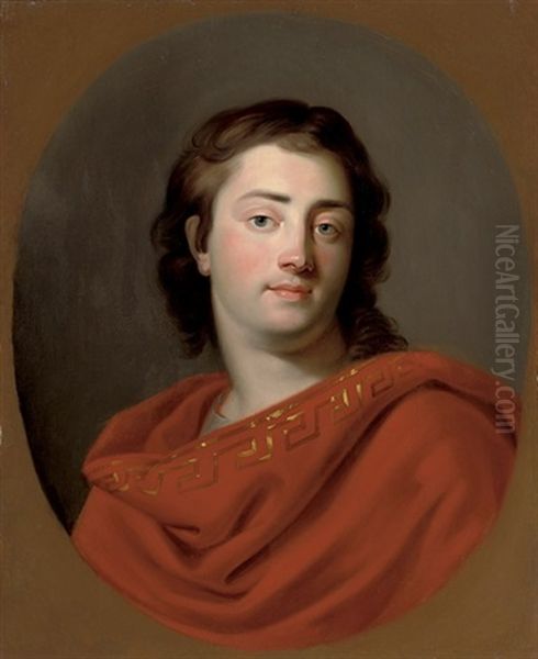 Portrait Of A Gentleman In A Red Robe Oil Painting by Anton Raphael Mengs