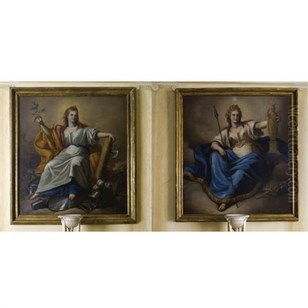 An Allergory Of Clemence (+ An Allegory Of Strength; Pair) Oil Painting by Anton Raphael Mengs