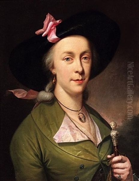 Portrait Einer Dame In Grunem Reitkostum Oil Painting by Anton Raphael Mengs