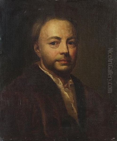 Portrait Of Ismael Mengs, Bust-length, In A Dark Brown, Fur-trimmed Coat Oil Painting by Anton Raphael Mengs