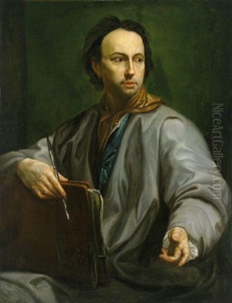 Wiederholung Nach Dem Originalen Selbstportrat Des Kunstlers Oil Painting by Anton Raphael Mengs