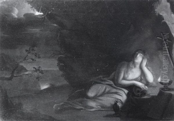 Die Bussende Maria Magdalena In Einer Grotte Mit Ausblick Auf Die See Oil Painting by Anton Raphael Mengs