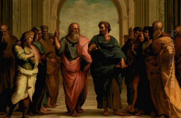 Skolen I Athen Med Platon Og Aristoteles I Filosofisk Diskussion Oil Painting by Anton Raphael Mengs