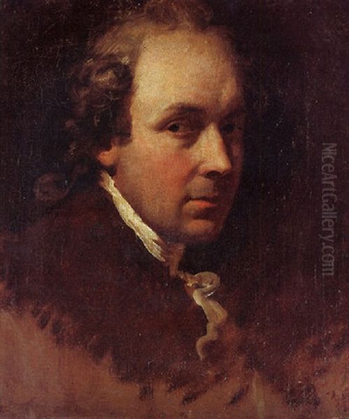 Portrait Study Of A Gentleman In A Brown Coat With A White Cravat Oil Painting by Anton Raphael Mengs