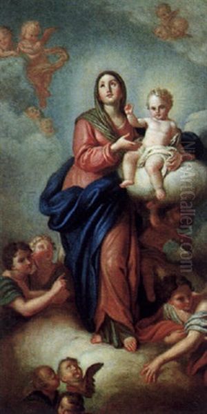 Maria Mit Dem Kind Und Engeln Oil Painting by Anton Raphael Mengs