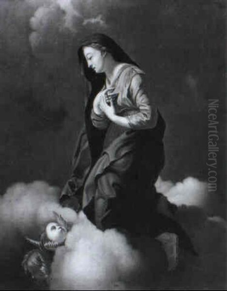 Madonna Mit Zwei Engeln Auf Den Wolken Schwebend Oil Painting by Anton Raphael Mengs