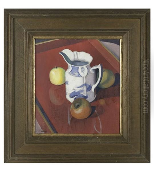 Still Life With Jug And Apples Oil Painting by Bernard Meninsky