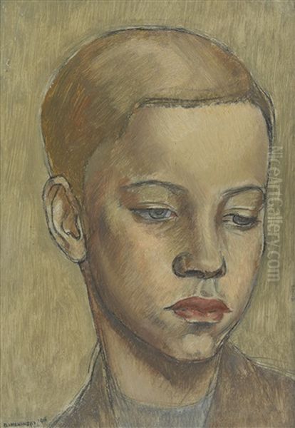 Head Of A Boy Oil Painting by Bernard Meninsky