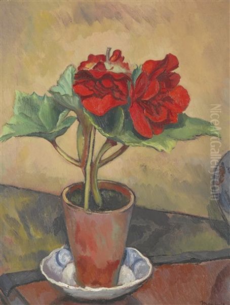 Begonias Oil Painting by Bernard Meninsky