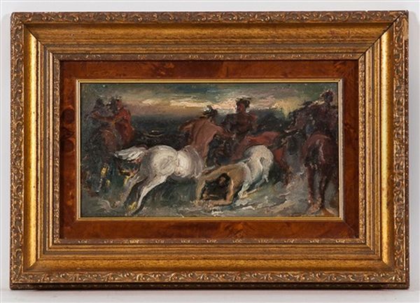 Battle Of The Centaurs Oil Painting by Bernard Meninsky