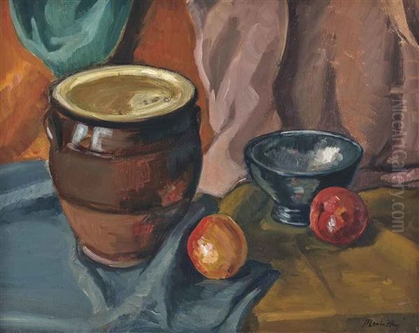 Still Life With Pottery Oil Painting by Bernard Meninsky