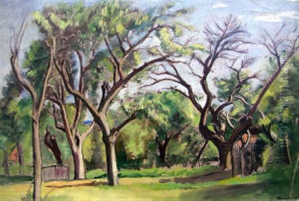 Parkland Landscape (+ 2 Others, Watercolor, 3 Works) Oil Painting by Bernard Meninsky