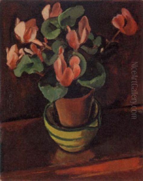 Cyclamen Oil Painting by Bernard Meninsky