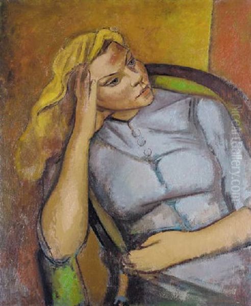 Portrait Of Patricia Karling Oil Painting by Bernard Meninsky