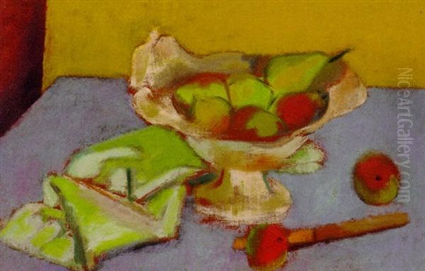 Still Life With Apples And Pears Oil Painting by Bernard Meninsky