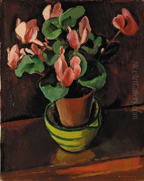 Cyclamen Oil Painting by Bernard Meninsky