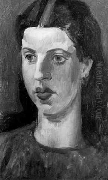 Portrait Of A Young Woman Oil Painting by Bernard Meninsky