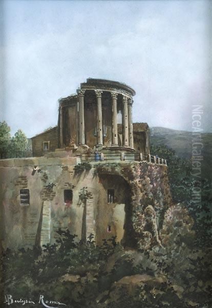 Tempio Della Sibilla A Tivoli Oil Painting by Massimiliano Bertozzi