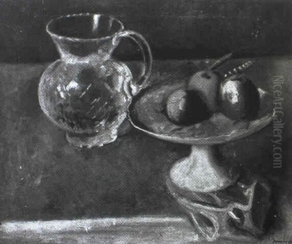 Still Life Of Fruit And A Jug Oil Painting by Bernard Meninsky