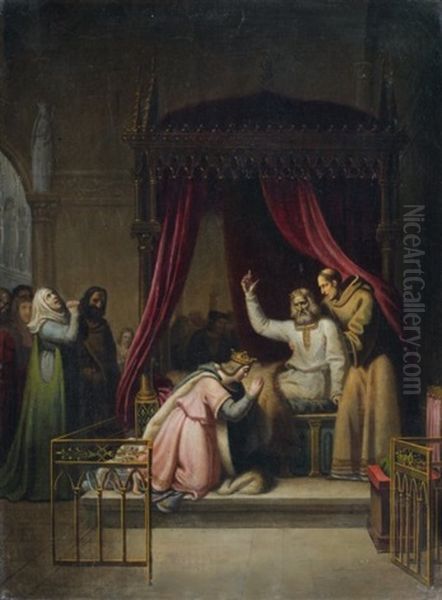 Louis Le Gros Benit Son Fils Louis Vii En 1137 Oil Painting by Alexandre Menjaud