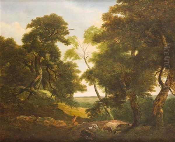 Waldlandschaft Mit Ausblick Oil Painting by Johann Heinrich Menken