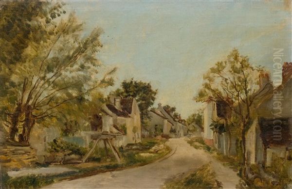 Village Street With Houses And Trees Oil Painting by Barthelemy Menn