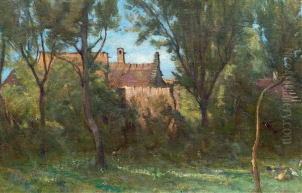 Landscape With Farm House Oil Painting by Barthelemy Menn