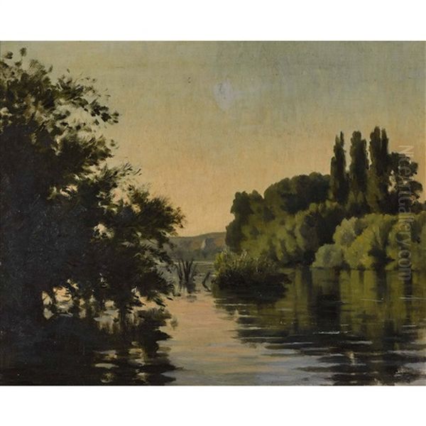 Sommerliche Flusslandschaft Oil Painting by Barthelemy Menn