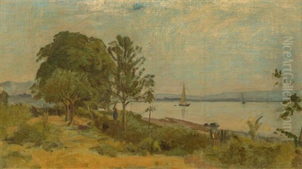 Bord Du Lac Leman Oil Painting by Barthelemy Menn