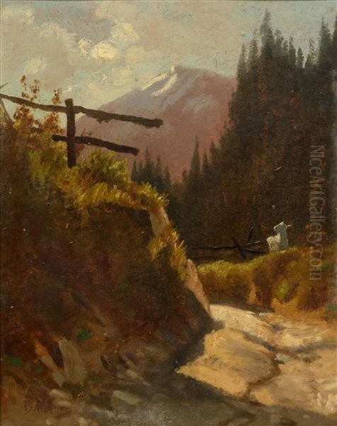 Ruisseau De Montagne Avec Chevre Oil Painting by Barthelemy Menn