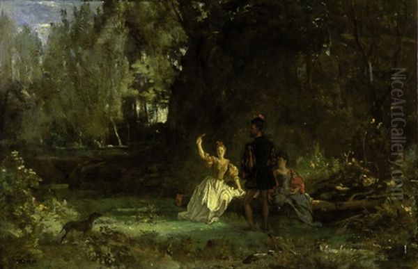 Parklandschaft Mit Personen In Historisierendem Kostum Oil Painting by Barthelemy Menn