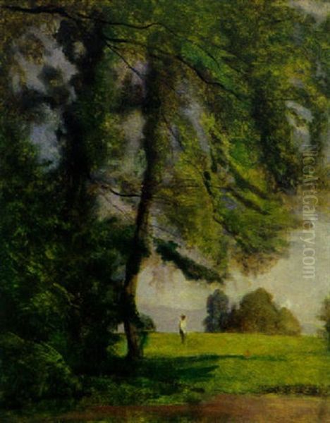 Bauer Unter Einem Baum Am Waldrand Oil Painting by Barthelemy Menn