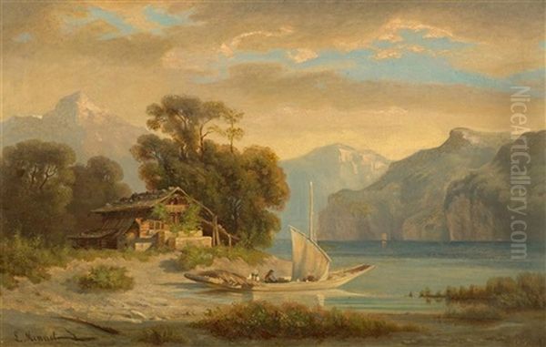 Vierwaldstattersee Bei Brunnen Oil Painting by Louis Mennet