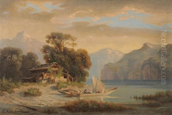 Am Vierwaldstattersee Bei Brunnen Oil Painting by Louis Mennet