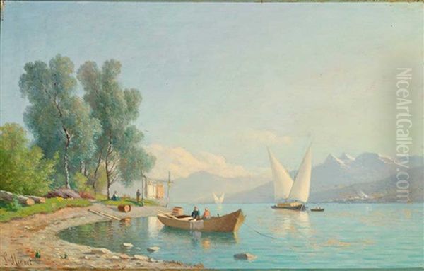 Sommertag Am Genfer See Oil Painting by Louis Mennet