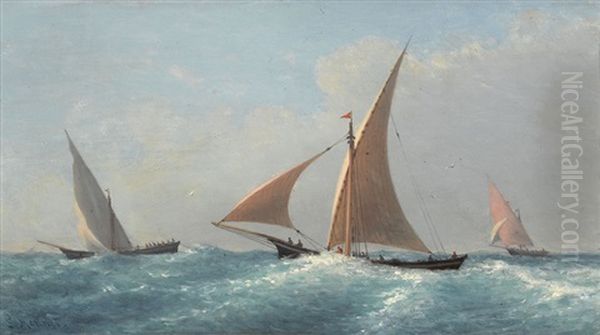 Segelboote Auf Leicht Bewegter See Oil Painting by Louis Mennet