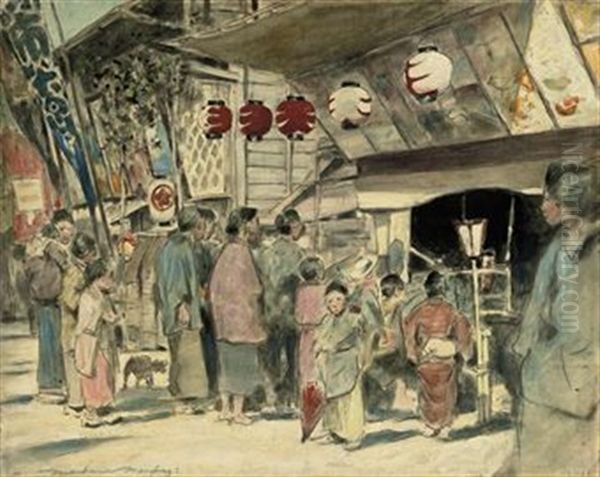 The Bill Of The Play, Japan Oil Painting by Mortimer Luddington Menpes